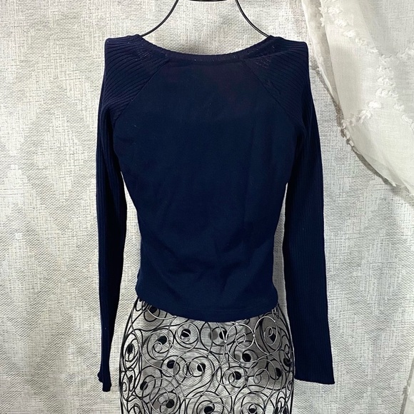 Roberto Cavalli navy sweater with ribbed sleeves - Picture 4 of 4